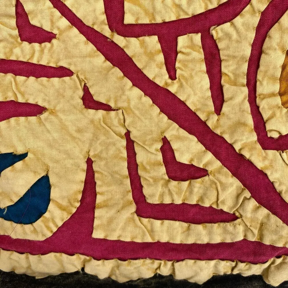 Pillow Sham Indian Textile Hand Stitched Applique Tribal Vintage‎ Colorful